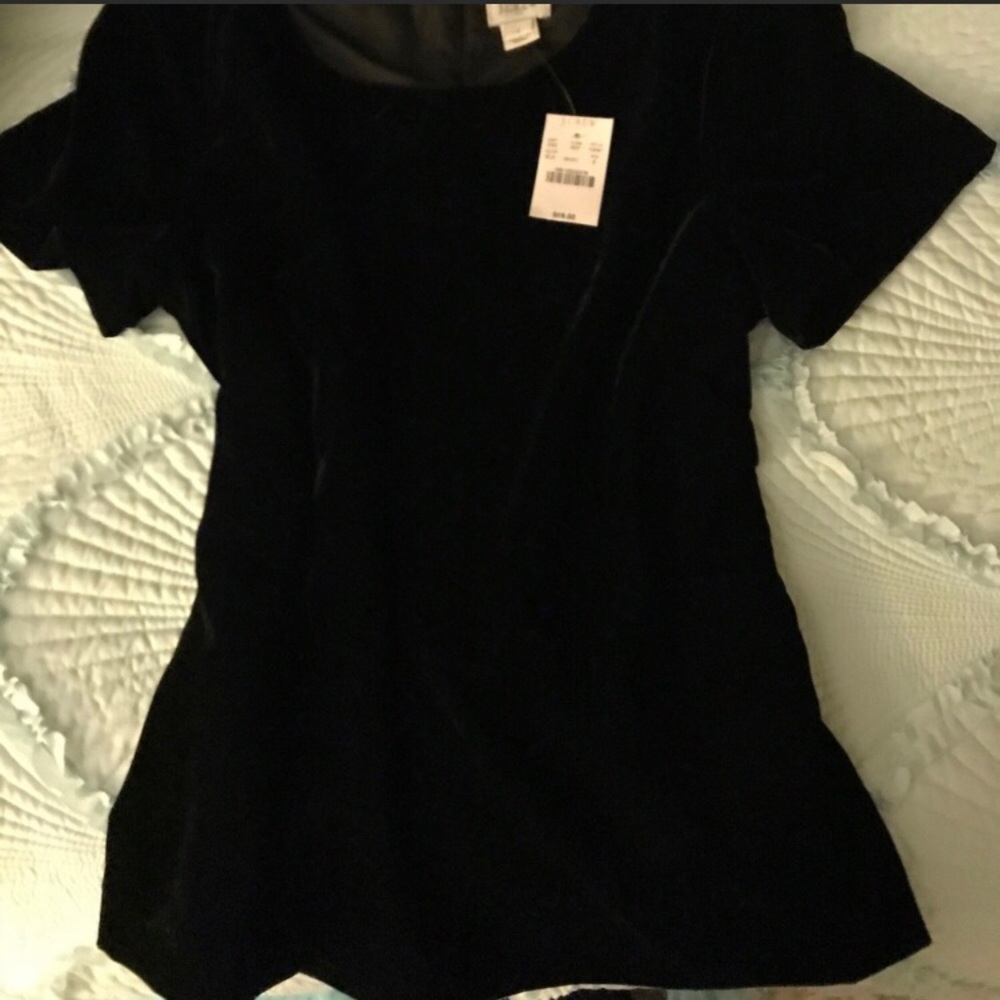 JCrew Brand NWT Black Velvet Lined Top Size Small